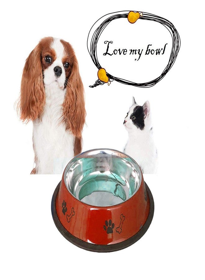 Sage Square Heavy Quality, Round Shape, Anti Skid, Stainless Steel Food/Drink Bowl for Dog/Cat/Other Pets (Medium Size) (Random Color) - Image 4
